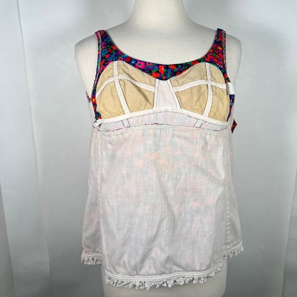 Vtg Women's Floral Tankini Top XS Pink Purple Lace Trim Sleeveless Swim Beach - Picture 7 of 9